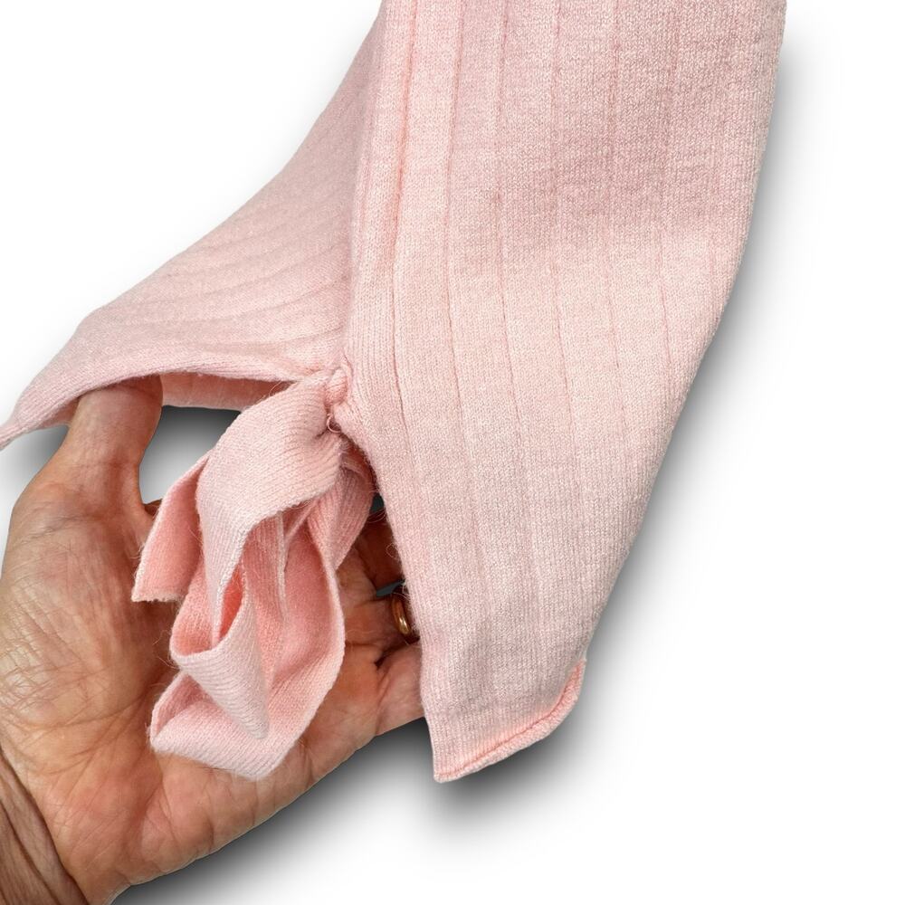 Pink Casual Long Bell Sleeve Ribbed Cropped Sweater Top Soft Fabric Size Small - Picture 5 of 8